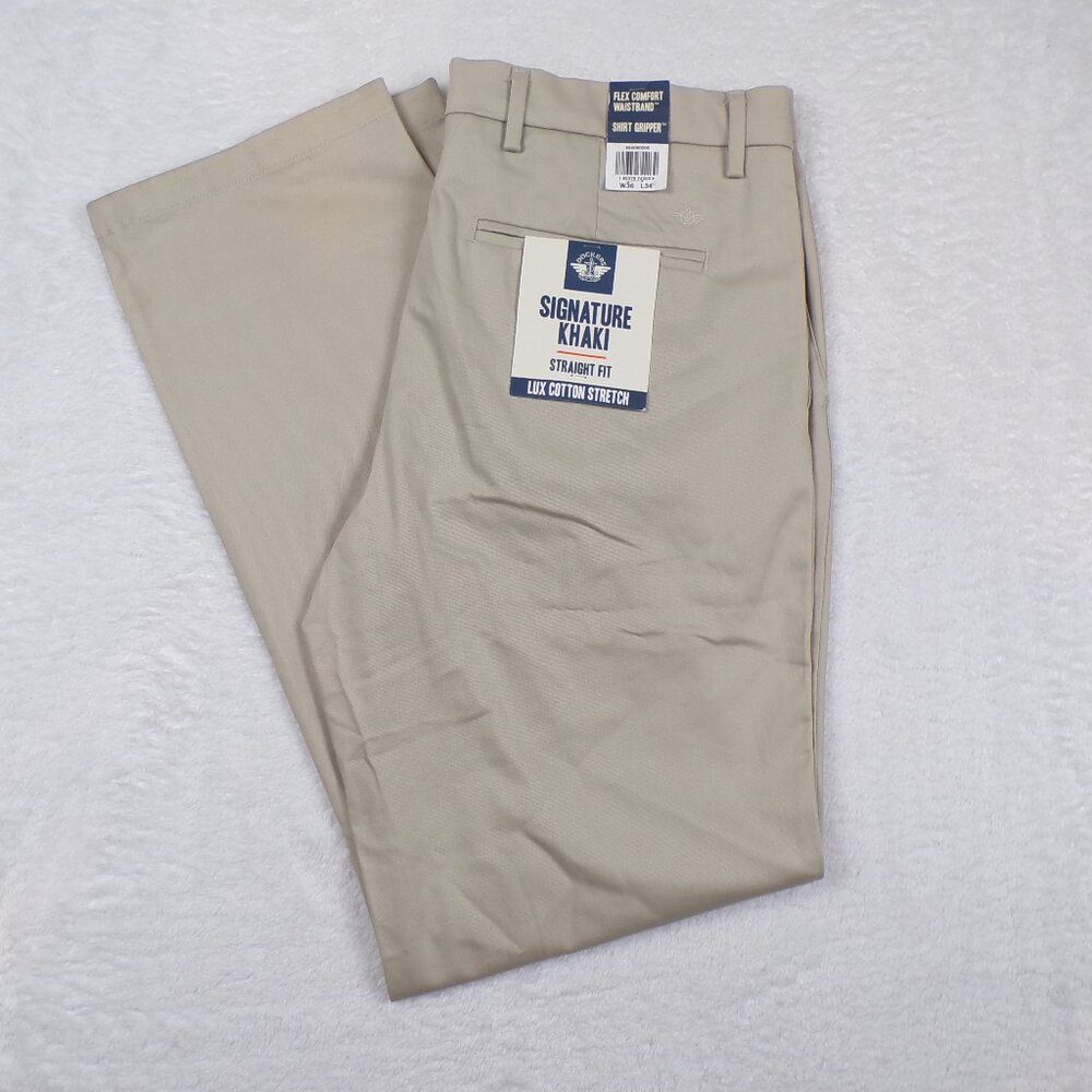 Dockers 34x32 Mens Beige Signature Khaki Pants Flex Comfort 36x34 PC9-59406-0000